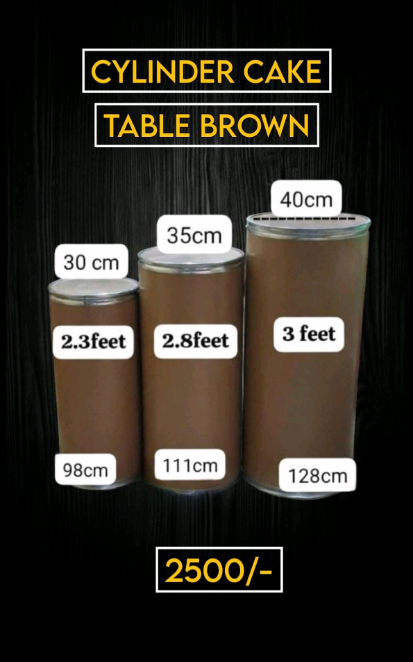 Cylinder Cake Table Brown - fabrication product, catalogue page 42